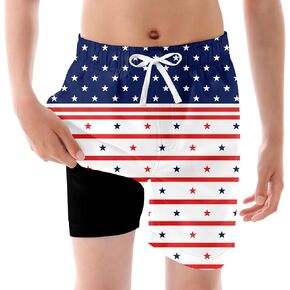 Unicomidea 4th of July Boys Swim Swanks with Compression Liner Kids Suil Suil