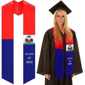 Sasylvia Haitian Graduation Stole Sash Class of 2025 International Haitian Flag Stole Sash Countries Honor Stole Sash for Study Aboard International Haiti Student Accessories