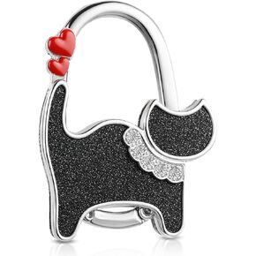 Foldable Purse Hook Handbag Hanger Portable Organizers Hook Cat Handbag Holder Desk Bag Storage Pocketbook Holder Personalized Travel Accessory for Table Bar Restaurant Office Valentine's Day