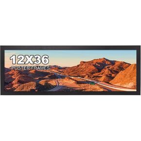 إطارات ملصق 12x36 ، إطارات ملصقات سوداء من الخشب 36x12in مع زجاج شبكي مصقول HD ، إطار صور 12 × 36 يسهل تعليقه لتركيب الجدران ، والمنزل ، وعرض الألغاز - أفقيًا أو رأسيًا (12x36)