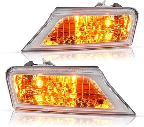 HECASA Pair Front Turn Signal Corner Light Compatible with 2008-2012 Jeep Liberty Replacement for CH2520145 CH2521145 Front Bumper Signal Lamp Clear Lens Chrome Housing w/Bulb - Driver&Passenger Side in Kuwait