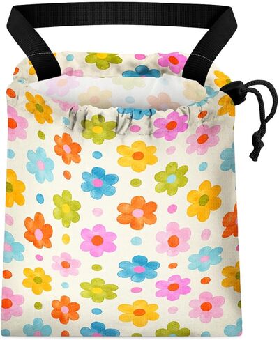 Car Trash Bag Hanging Back of Seat Waterproof Small Cute Printed One-Handed Strap Drawstring Garbage Bags for Car-Black White in Kuwait