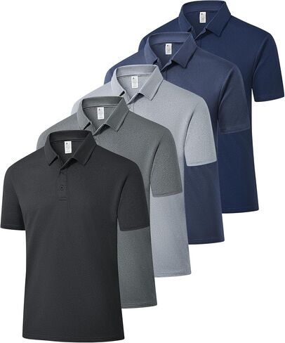 ZITY 5 Pack Mens Polo Shirts Short Sleeve Casual Performance Moisture Wicking Golf Shirt in Kuwait