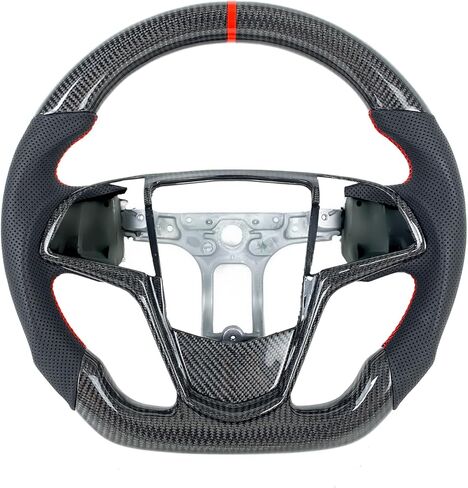 عجلة قيادة ألياف الكربون لـ Cadillac 2013-2019 ATS CTS-V (2015-2019) Design Design Design Design Wheel Black مثقبة (لا يوجد ثقب مجداف التحول) in Kuwait