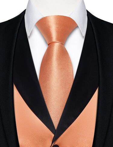 DiBanGu Mens Vest Formal Solid Color Waistcoat and Tie Pocket Square Set Satin Shawl Lapel Dress Vest Wedding Business in Saudi Arabia