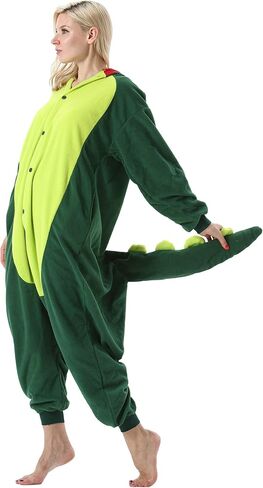 DarkCom Green Dinosaur Onesie Halloween Costume One Piece Unisex Adult Pajamas Women Men Sleepwear Christmas Pajamas in Kuwait