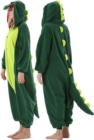 DarkCom Green Dinosaur Onesie Halloween Costume One Piece Unisex Adult Pajamas Women Men Sleepwear Christmas Pajamas in Kuwait