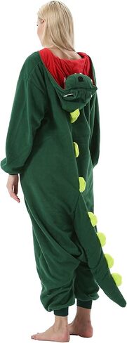 DarkCom Green Dinosaur Onesie Halloween Costume One Piece Unisex Adult Pajamas Women Men Sleepwear Christmas Pajamas in Kuwait