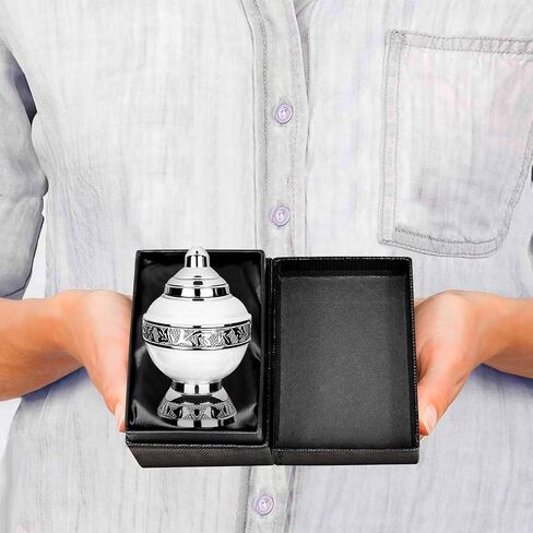 Trupoint Memorials Small Urns for Human Ashes Keepsake, Decorative Mini Cremation Urn for Adult Men and Women, Small White with Silver Lining in Saudi Arabia