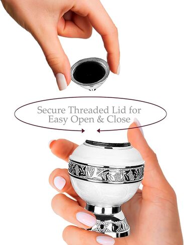 Trupoint Memorials Small Urns for Human Ashes Keepsake, Decorative Mini Cremation Urn for Adult Men and Women, Small White with Silver Lining in Saudi Arabia