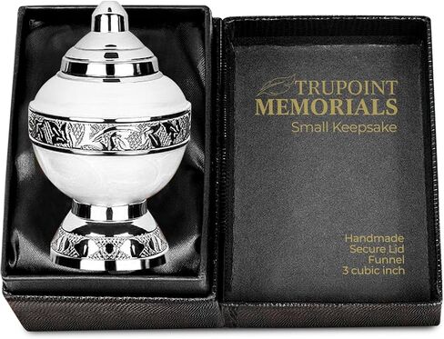 Trupoint Memorials Small Urns for Human Ashes Keepsake, Decorative Mini Cremation Urn for Adult Men and Women, Small White with Silver Lining in Saudi Arabia