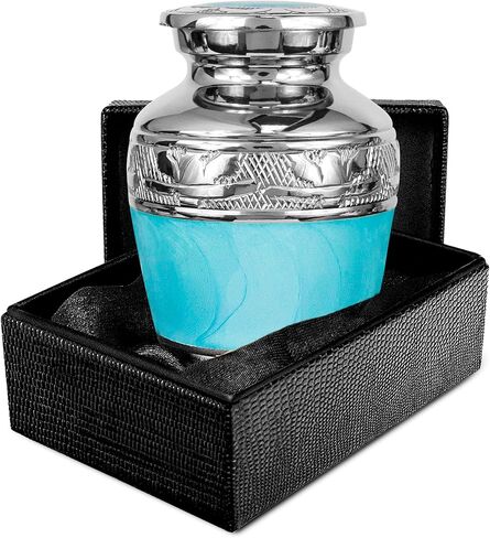Trupoint Memorials Small Urns for Human Ashes Keepsake, Decorative Mini Cremation Urn for Adult Men and Women, Small White with Silver Lining in Saudi Arabia