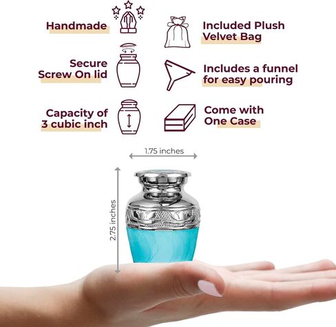Trupoint Memorials Small Urns for Human Ashes Keepsake, Decorative Mini Cremation Urn for Adult Men and Women, Small White with Silver Lining in Saudi Arabia