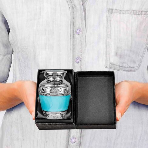 Trupoint Memorials Small Urns for Human Ashes Keepsake, Decorative Mini Cremation Urn for Adult Men and Women, Small White with Silver Lining in Saudi Arabia