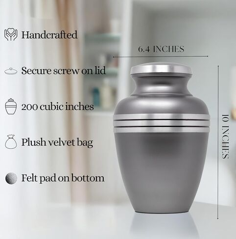 Urn for Ashes Adult Male and Female - Decorative Urns, Funeral Cremation Urns, Burial Urns, Urns for Human Ashes Adult Man and Women, Pewter Large Urn in Saudi Arabia