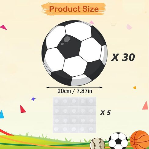 Lucleag 30 PCS Big Soccer Ball Cutouts for Bulletin Board Decor, Football Soccer Paper Cut-Outs for Classroom Bulletin Board Wall Decor Soccer Sport Theme Birthday Party Supplies, 7.87 in in Saudi Arabia