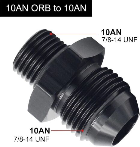 10AN Flare to 10AN ORB Male Fuel Rail Adapter Fitting Black 2PCS in Kuwait