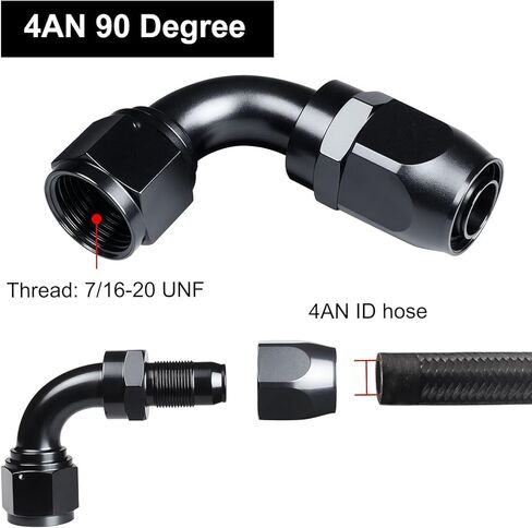 16AN Hose End Fitting 90 Degree Swivel for CPE Braided Fuel Hose Black in Saudi Arabia