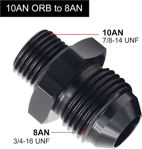 10AN Flare to 10AN ORB Male Fuel Rail Adapter Fitting Black 2PCS in Kuwait