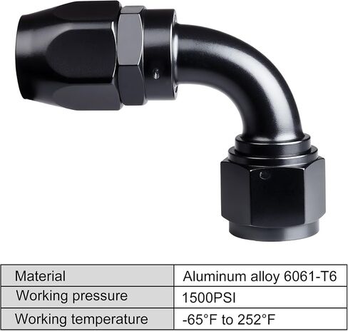 16AN Hose End Fitting 90 Degree Swivel for CPE Braided Fuel Hose Black in Saudi Arabia