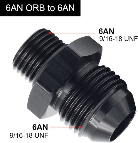 10AN Flare to 10AN ORB Male Fuel Rail Adapter Fitting Black 2PCS in Kuwait