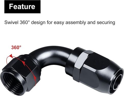 16AN Hose End Fitting 90 Degree Swivel for CPE Braided Fuel Hose Black in Saudi Arabia