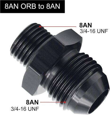 10AN Flare to 10AN ORB Male Fuel Rail Adapter Fitting Black 2PCS in Kuwait