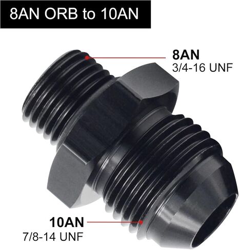 10AN Flare to 10AN ORB Male Fuel Rail Adapter Fitting Black 2PCS in Kuwait