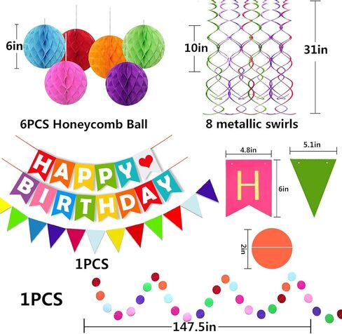 لافتة فيسدي زرقاء مكتوب عليها Happy Birthday كرات عسل النحل ذات أشرطة لتزيين حفلات أعياد الميلاد in Kuwait