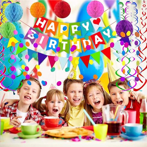 لافتة فيسدي زرقاء مكتوب عليها Happy Birthday كرات عسل النحل ذات أشرطة لتزيين حفلات أعياد الميلاد in Kuwait