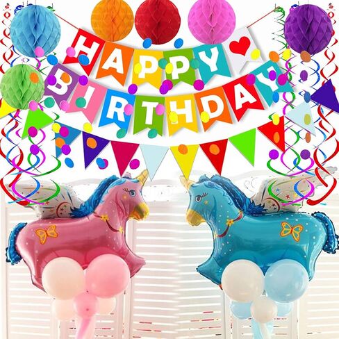 لافتة فيسدي زرقاء مكتوب عليها Happy Birthday كرات عسل النحل ذات أشرطة لتزيين حفلات أعياد الميلاد in Kuwait