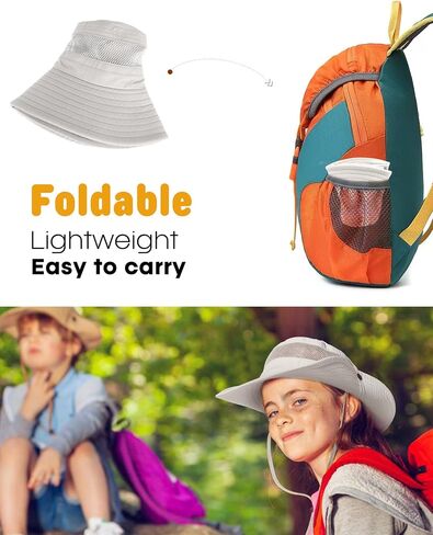 Camptrace Toddler Kids Sun Hat UPF 50+ Wide Brim Bucket Hat Outdoor Baby Beach Hat for Boys Girls 2-13 Years in Kuwait