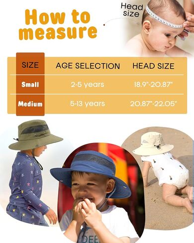 Camptrace Toddler Kids Sun Hat UPF 50+ Wide Brim Bucket Hat Outdoor Baby Beach Hat for Boys Girls 2-13 Years in Kuwait