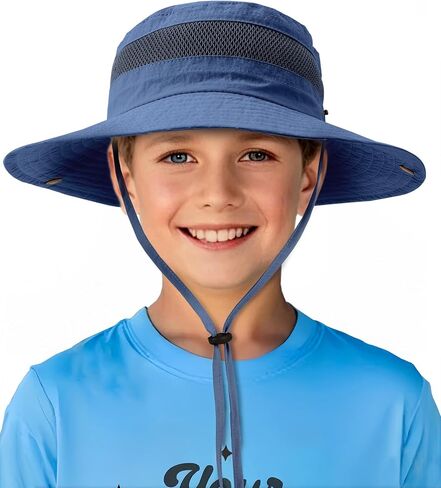 Camptrace Toddler Kids Sun Hat UPF 50+ Wide Brim Bucket Hat Outdoor Baby Beach Hat for Boys Girls 2-13 Years in Kuwait
