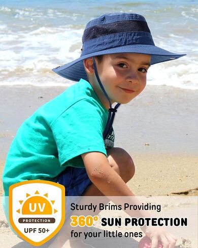 Camptrace Toddler Kids Sun Hat UPF 50+ Wide Brim Bucket Hat Outdoor Baby Beach Hat for Boys Girls 2-13 Years in Kuwait
