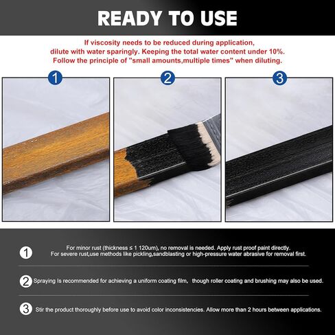 Rust Converter Paint - 64oz Water-Based Rust Reformer & Metal Primer, Semi-Gloss Black Rust Preventive Paint for Metal, Anti-Rust Coating Rust Paint Encapsulator for Maximum Rust, Corrosion Protection in Saudi Arabia
