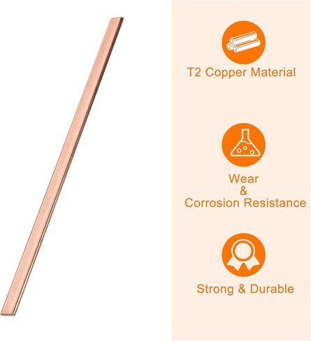 شريط مسطح من النحاس من uxcell، سمك 0.08 بوصة × عرض 1.18 بوصة × طول 7.87 بوصة مطحنة لوحة مخزون النحاس للكهرباء (2 مم × 30 مم × 200 مم) in Kuwait