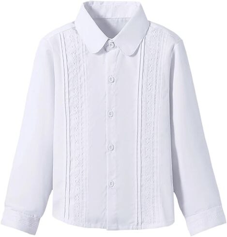 Girls' Long Sleeve Peter Pan Collar Shirt Girls School Uniform Shirts in Kuwait