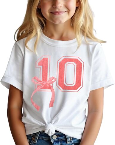 CM C&M WODRO 10th Birthday Shirt Girl Pink Bow Graphic Tee 10 Year Old Birthday Party T-Shirt Girl Summer Short Sleeve Tops in Saudi Arabia