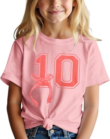 CM C&M WODRO 10th Birthday Shirt Girl Pink Bow Graphic Tee 10 Year Old Birthday Party T-Shirt Girl Summer Short Sleeve Tops in Saudi Arabia