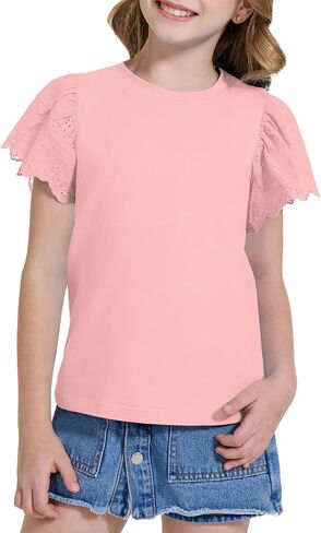 Wulful Girls Dirtts Fashion Cotton Summer Summer Stops قمم القمصان غير الرسمية من 4-15 سنة in Saudi Arabia