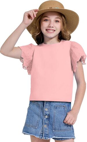 Wulful Girls Dirtts Fashion Cotton Summer Summer Stops قمم القمصان غير الرسمية من 4-15 سنة in Saudi Arabia