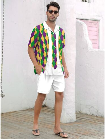 Color Cosplayer St. Patrick's Mens Mens Button Down Dorts Arrish Hawaiian Shirt للرجال in Kuwait