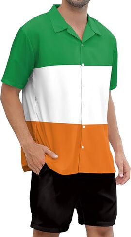 color cosplayer St. Patrick's Day Mens Button Down Shirts Irish Hawaiian Shirt for Men in Kuwait