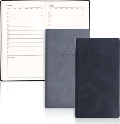 2Pcs to Do List Notebook, 196 Pages Planner Pocket Notebook, Leather Cover Daily to Do List Notepad, Small Undated Planner Checklist Notebook for Home, Office Supplies, Study, Work, School in Saudi Arabia