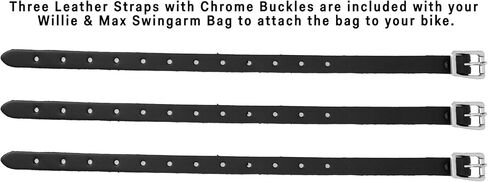 Willie & Max Black Leather Motorcycle Swingarm Bag for Softail/Triangulated Swingarm Models - Chrome Buckle - Made in USA [59823-08] in Kuwait