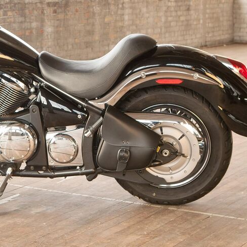 Willie & Max Black Leather Motorcycle Swingarm Bag for Softail/Triangulated Swingarm Models - Chrome Buckle - Made in USA [59823-08] in Kuwait