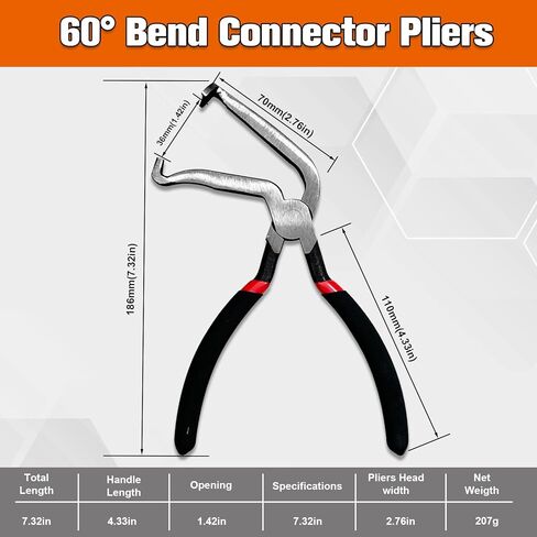 37960 Electrical Disconnect Pliers,8in Automotive Electrical Connector Pliers for Push Tab Style Plugs,Straight Head Black in Kuwait