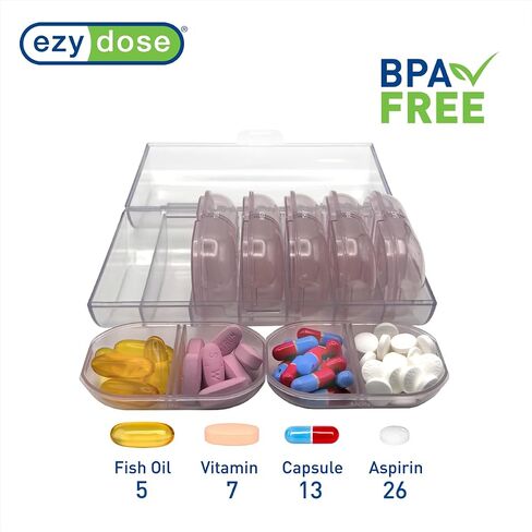 EZY DOSE Weekly (7-Day) AM/PM Pill Organizer with Case, Portable Medication Dispenser, Travel-Friendly Durable Pill Box with 2X Day Compartments for Vitamins and Supplements, Pink in Saudi Arabia