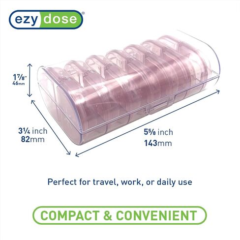 EZY DOSE Weekly (7-Day) AM/PM Pill Organizer with Case, Portable Medication Dispenser, Travel-Friendly Durable Pill Box with 2X Day Compartments for Vitamins and Supplements, Pink in Saudi Arabia
